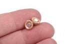 8mm Rose Gold Magnetic Rhinestone Ball Clasp with Pave' RHINESTONES, 2 sets, fcl0240