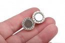 16mm Bright Silver Magnetic Rhinestone Ball Clasp with Pave' RHINESTONES, 2 sets, fcl0241