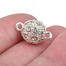 12mm Bright Silver Magnetic Rhinestone Ball Clasp with Pave' RHINESTONES, 2 sets, fcl0243