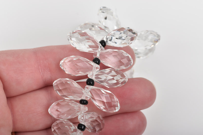 10 Crystal Briolette Beads, top-drilled teardrop, faceted 20mm x 10mm, bgl1184