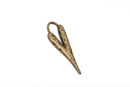 5 HEART Charm Pendants, hammered bronze metal, stylized elongated heart, 60x18mm, 2-3/8" long chb0512