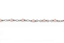 5 yards BLUSH Crystal Rosary Bead Chain, gunmetal double wrapped wire, 4mm faceted rondelle glass beads, fch0627b