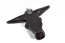BULL LONGHORN Skull Pendant, Pave' Rhinestones, Resin Molded with silver bail, 2-3/4" wide cho0206