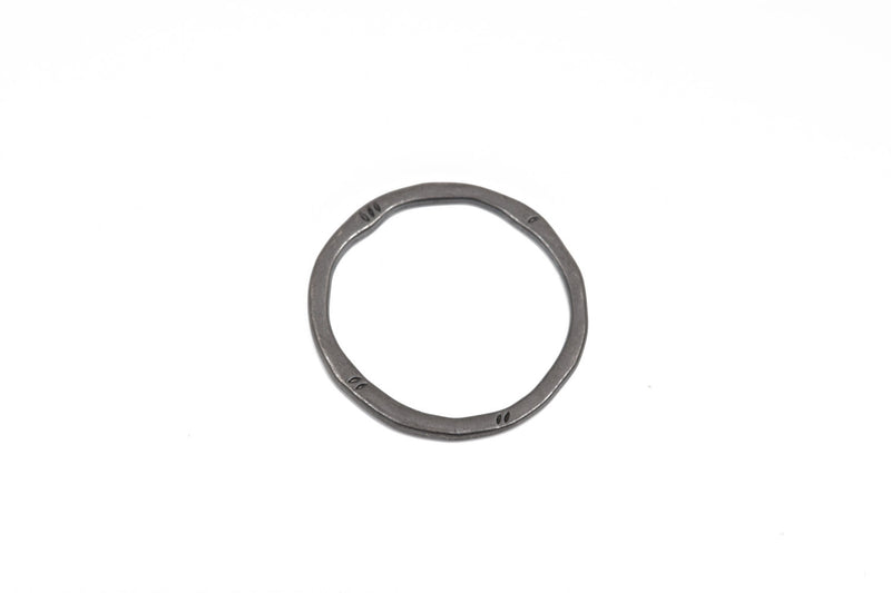 5 Gunmetal Hammered Rings, Circle Washer Connector Links, Hammered Metal Charms, 32mm, cho0210