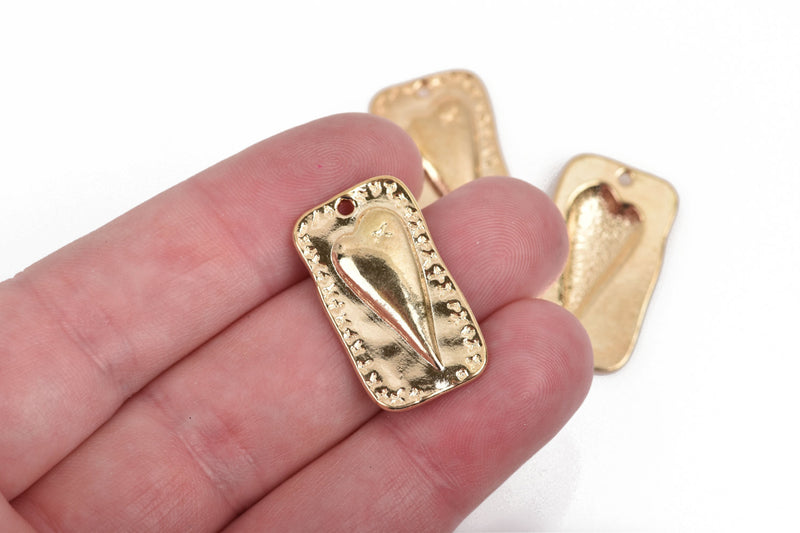 10 MENDED HEART Charm Pendants, light gold metal, broken heart charms, rustic mending heart, 27x15mm, chg0601