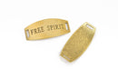 5 FREE SPIRIT Bracelet Connector Links, gold brass bar charms, curved bracelet charms, 45x20mm, chg0605