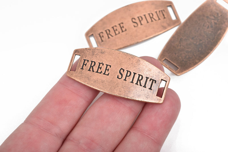 5 FREE SPIRIT Bracelet Connector Links, copper bar charms, curved bracelet charms, 45x20mm, chc0085