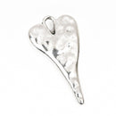 5 HEART Charm Pendants, hammered silver metal, stylized elongated heart, 27x14mm, 1-1/8" long chs2853