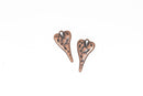 5 HEART Charm Pendants, hammered copper metal, stylized elongated heart, 27x14mm, 1-1/8" long chc0088