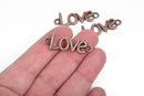 6 LOVE Connector Link Charms, copper metal, 36x13mm, chc0087