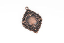 5 Copper Charms, fancy Victorian floral design, frame charms, 42x30mm, chc0089