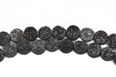 4 DRUZY Natural GEMSTONE Quartz Geode Cabochon Beads, Round, 10mm, 3/8"  BLACK flatback with hole,  gdz0193
