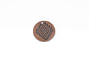 5 Southwest Charms, Copper Diamond Pattern Charms, Southwest Style Pendant Charms, 30mm, chs2869