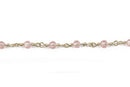 1 yard LIGHT PINK Crystal Rosary Chain, bright gold double wrap loops, 4mm round faceted crystal beads, fch0580a