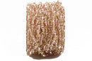 1 yard LIGHT PINK Crystal Rosary Chain, bright gold double wrap loops, 4mm round faceted crystal beads, fch0580a