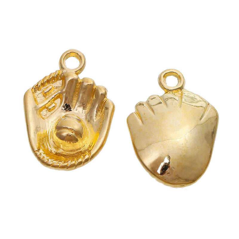 20 Gold Plated Baseball Glove Charms, 21x15mm, bulk pack, chs2885b