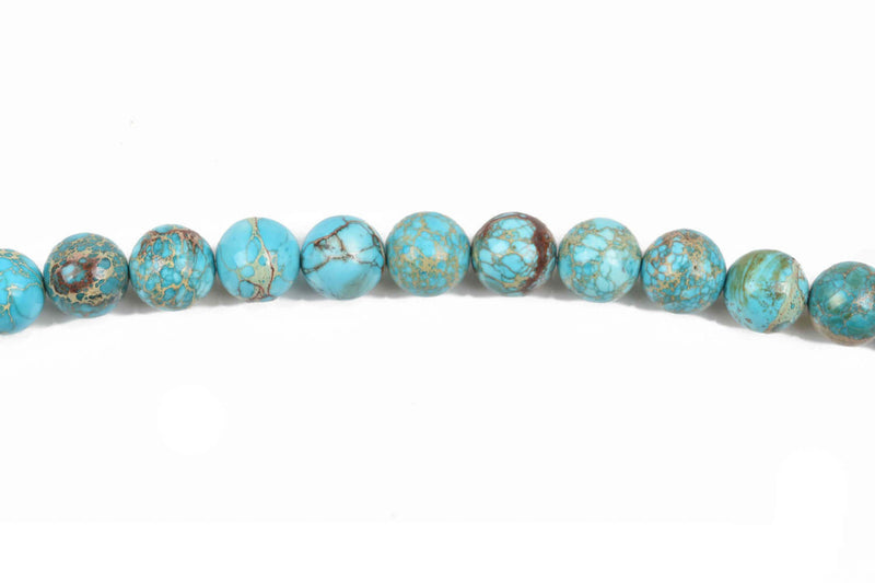 6mm Aqua Terra Jasper Round Beads, LIGHT TURQUOISE BLUE, round gemstone beads, full strand, about 66 beads, gja0150