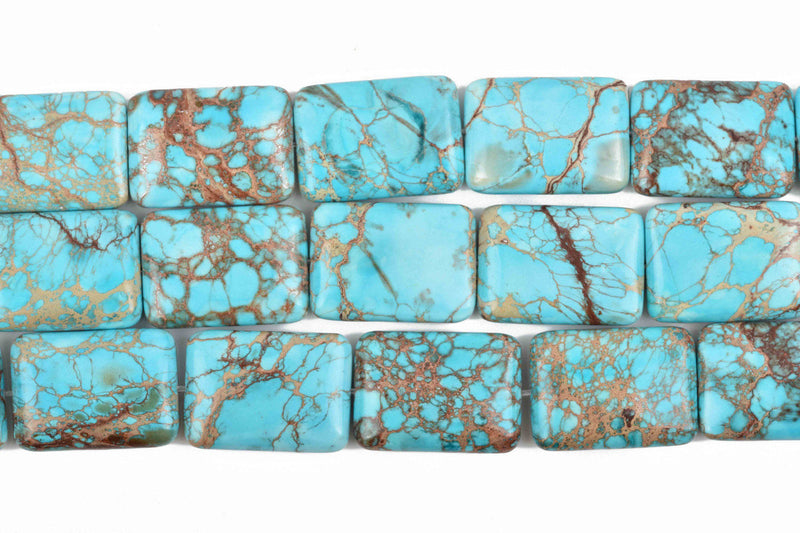 25x18mm Aqua Terra Jasper Rectangle Beads, LIGHT TURQUOISE BLUE, rectangle gemstone beads, full strand, about 16 beads, gja0151