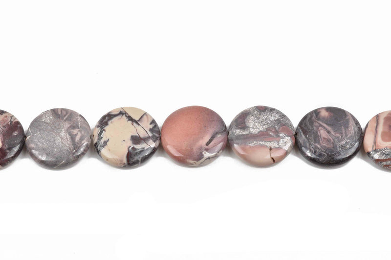 30mm Porcelain Jasper Round Coin Beads, gemstone beads, full strand, 13 beads, gja0160
