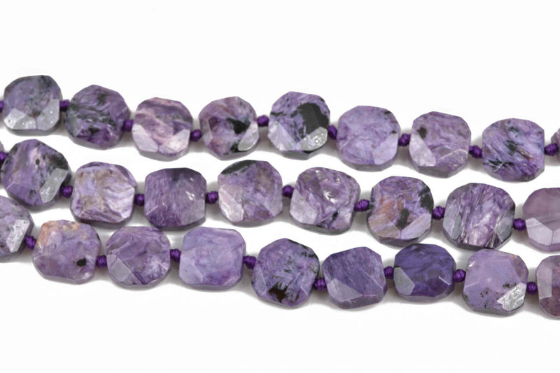 15mm Purple RUSSIAN CHAROITE Square Beads, faceted square natural gemstone beads, full strand, 23 beads, gms0060