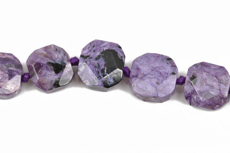 15mm Purple RUSSIAN CHAROITE Square Beads, faceted square natural gemstone beads, full strand, 23 beads, gms0060