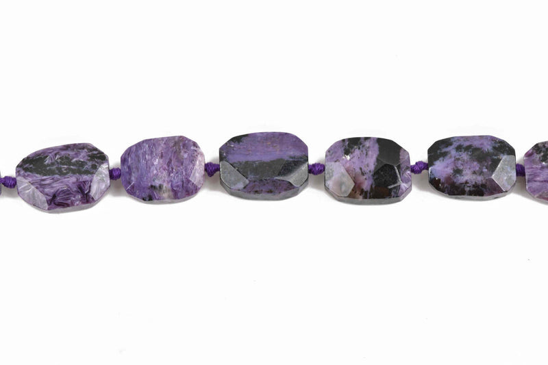 19x15mm Purple RUSSIAN CHAROITE Rectangle Beads, faceted natural gemstone beads, full strand, 18 beads, gms0061