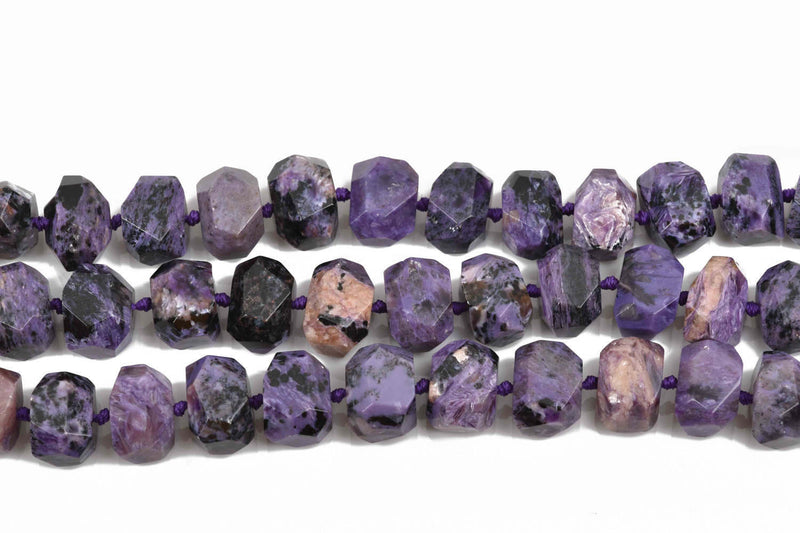 18x13mm Purple RUSSIAN CHAROITE Nugget Beads, faceted natural gemstone beads, full strand, 27 beads, gms0062