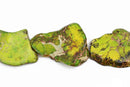 Aqua Terra Jasper Slab Gemstone Beads, GREEN, about 1-1/2" to 2-1/2" full strand, about 7-9 beads depending on size, gja0161