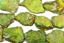 Aqua Terra Jasper Slab Gemstone Beads, GREEN, about 1-1/2" to 2-1/2" full strand, about 7-9 beads depending on size, gja0161