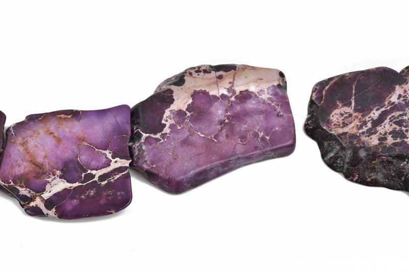 Aqua Terra Jasper Slab Gemstone Beads, PURPLE, about 1-1/2" to 2-1/2" full strand, about 7-9 beads depending on size, gja0164