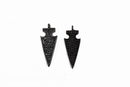 BLACK Arrowhead Charm with BLACK Rhinestones, Pavé Pendant, 22x8mm (7/8") chs2896