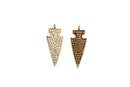 GOLD Arrowhead Charm with Clear Rhinestones, Pavé Pendant, 22x8mm (7/8") chs2897