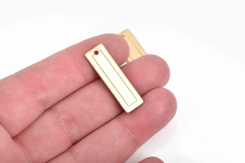 5 Brass Border Rectangle Stamping Blanks, Rectangle Gold Brass Stamping Charms, metal stamping blanks, 46x12mm, 18 gauge, msb0427