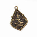 5 THAI BUDDHA charm pendants, bronze metal, religious icon relic charm, double sided, 31x21mm, chs2906