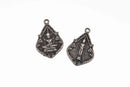 5 THAI BUDDHA charm pendants, gunmetal metal, religious icon relic charm, double sided, 31x21mm, chs2899