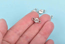 10 Silver Rhinestone Connector Link Charms, crystal drop charms, CLEAR Crystal in Center, 15x7mm, chs2909