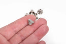 6 Rhinestone CONE BEAD CAPS, antiqued silver with embedded clear crystals, fits up to 8mm beads, 11x9mm, fin0671