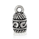 20 Silver Patterned End Caps for Kumihimo Jewelry, Leather Cord End Connectors, Bails, Bead Caps, Fits 5mm cord, fin0675