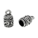 20 Silver Patterned End Caps for Kumihimo Jewelry, Leather Cord End Connectors, Bails, Bead Caps, Fits 5mm cord, fin0675