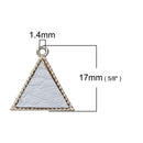 5 Gold-Plated Triangle Geometric Charm Pendants with CREAM Off White Faux Leather Cabochon, 16mm dia, chs2938