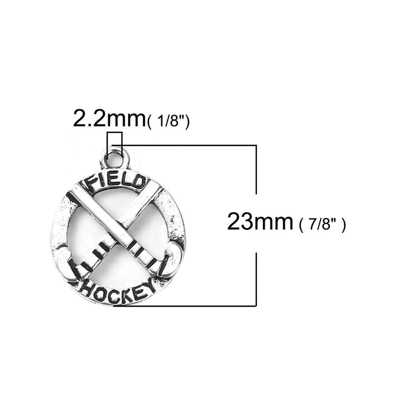 10 FIELD HOCKEY Charms, Hockey Sticks, 19mm, chs2941