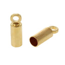 20 Gold Plated Copper End Caps for Kumihimo Jewelry, Leather Cord End Connectors, Bails, Bead Caps, Fits 2mm cord, fin0673