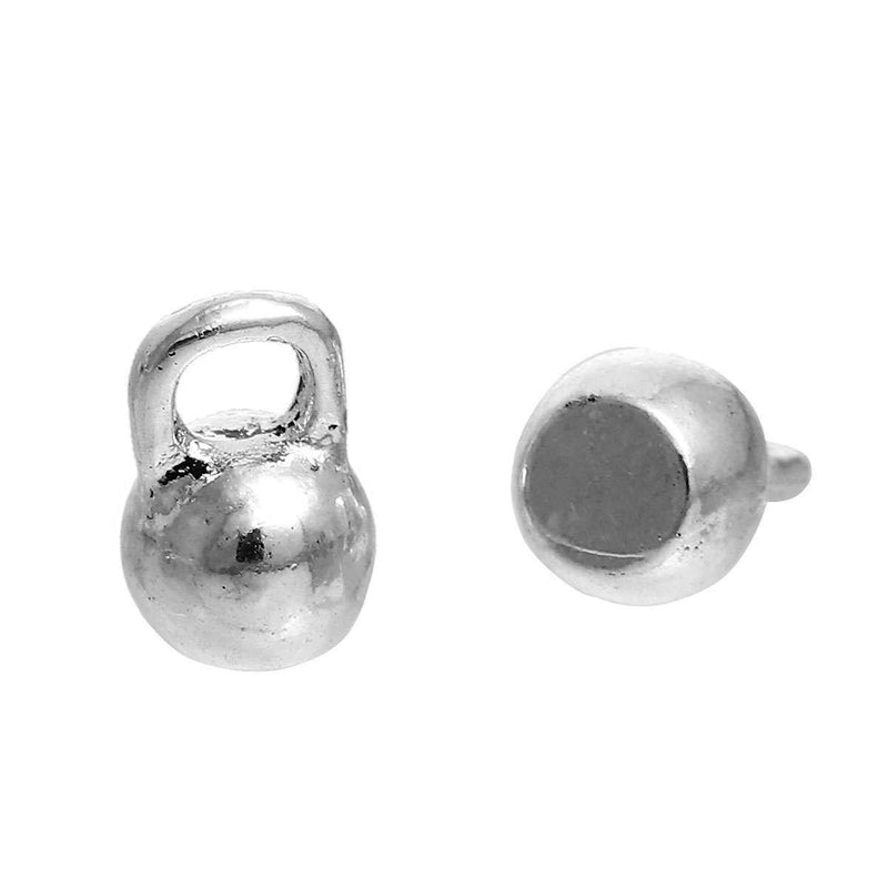 10 Small Silver KETTLEBELL Curling Pendants Fitness Drop Charms chs2939