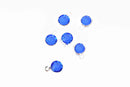 6 SAPPHIRE BLUE Rhinestone Faceted Circle Charms, 8mm Silver Drop Charms, Crystal Glass, Silver Plated Bezel, September Birthstone  chs2922