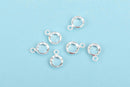 6 CLEAR FACETED Rhinestone Circle Charms, 6mm Silver Drop Charms, Crystal Glass in Silver Plated Bezel, April Birthstone, chs2935