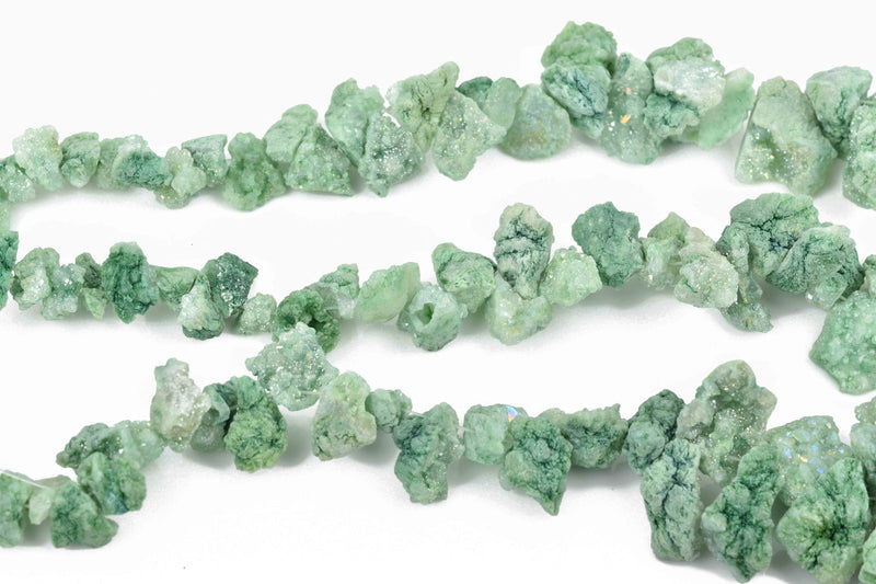 green druzy nugget beads