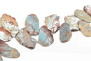 AQUA TERRA JASPER Slab Gemstone Beads, top drilled beads, natural, blue green, tan, full strand gja0166