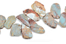 AQUA TERRA JASPER Slab Gemstone Beads, top drilled beads, natural, blue green, tan, full strand gja0166