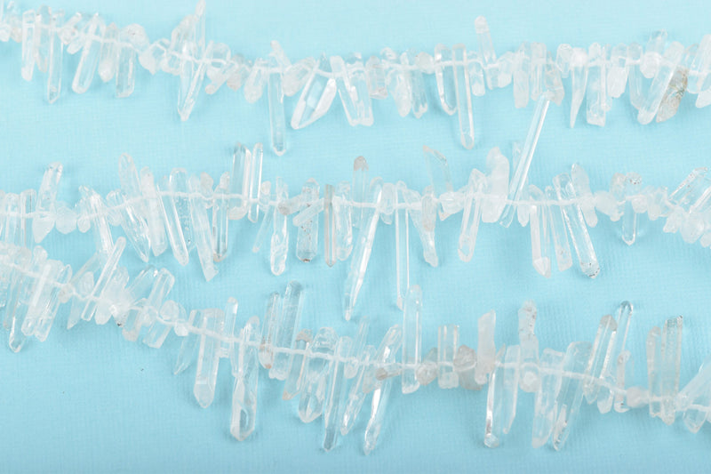 Natural QUARTZ Thin Spike Point Dagger Crystal Beads, clear stone beads, about 5/8" to 1-1/8" long full strand, about 135 beads, gqz0104