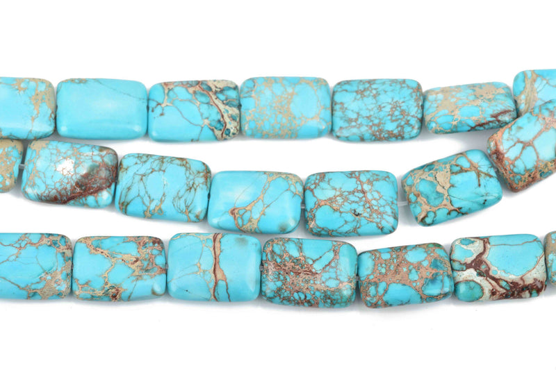 18x14mm Aqua Terra Jasper Rectangle Beads, LIGHT TURQUOISE BLUE, Rectangle gemstone beads, full strand, about 22 beads, gja0172